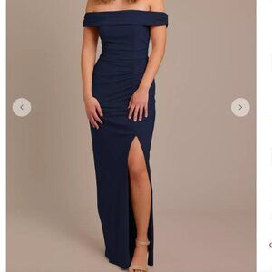 DB Studio Off-Shoulder Jersey Sheath Dress Marine 14 Holiday Party